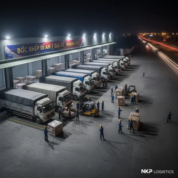 Bốc xếp xuyên đêm tại Dĩ An