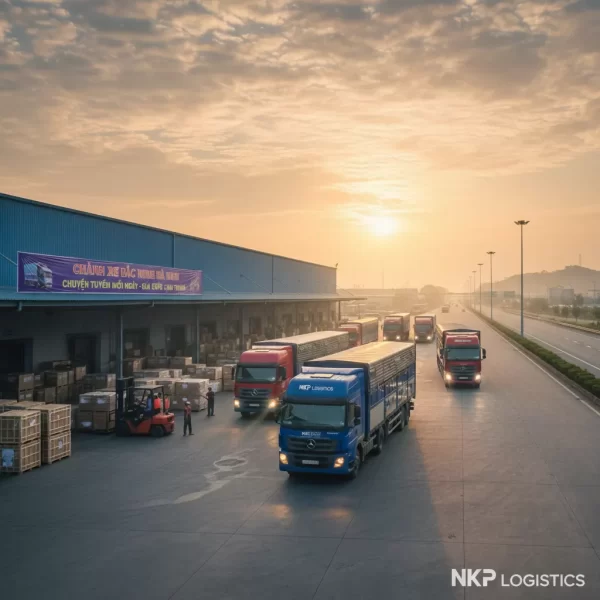 1. Đoàn xe tải khởi hành lúc bình minh.