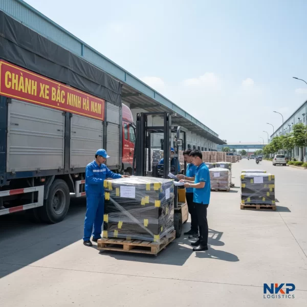 2. Bàn giao kiện hàng tại khu công nghiệp Hà Nam.