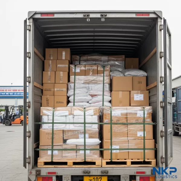 3. Hàng hóa được sắp xếp khoa học trong thùng xe.