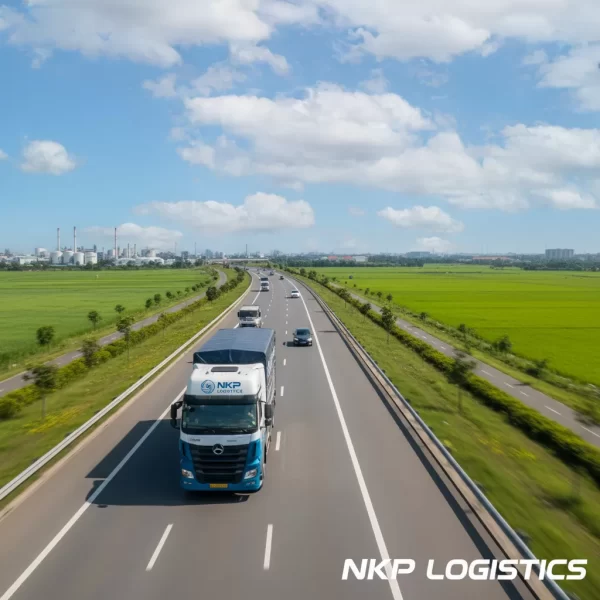 1. Xe tải lướt nhanh trên cao tốc Hà Nội-Bắc Ninh