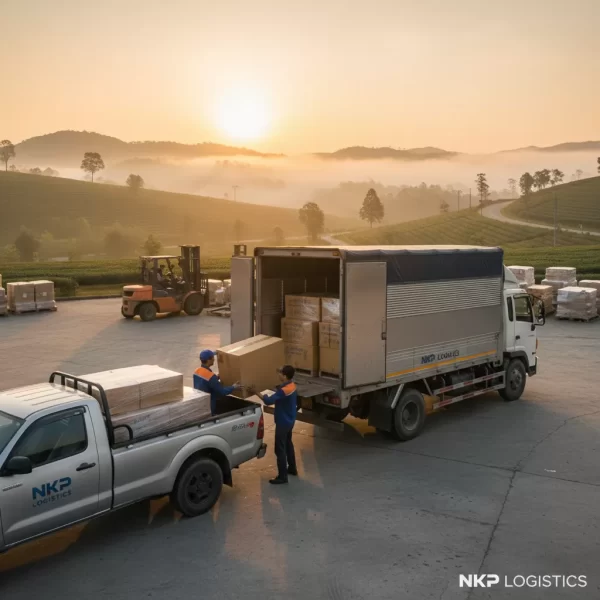 3. Bàn giao kiện hàng lúc bình minh tại Bảo Lộc