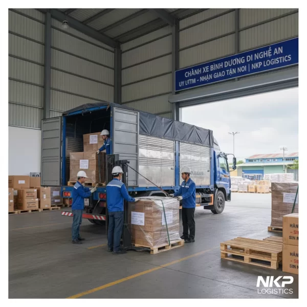 3. Bốc xếp hàng hóa cẩn thận lên xe tải