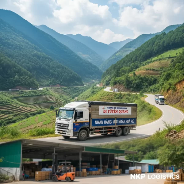 1. Xe tải vượt đèo trên đường đến Tuyên Quang