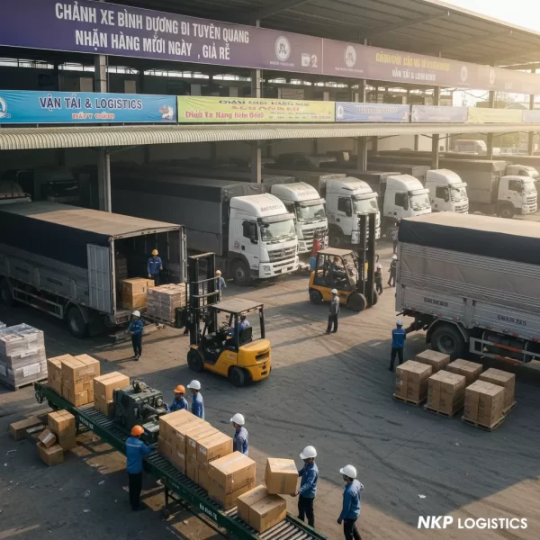 2. Tấp nập bốc dỡ hàng tại kho Bình Dương