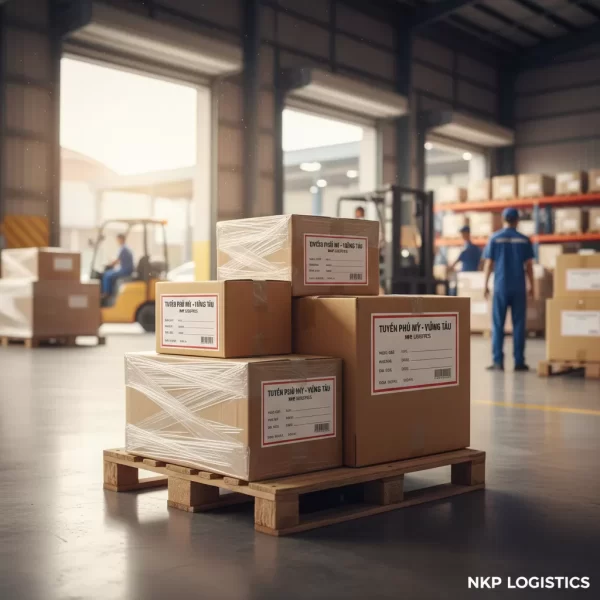 4. Kiện hàng được dán tem tuyến Phú Mỹ - Vũng Tàu