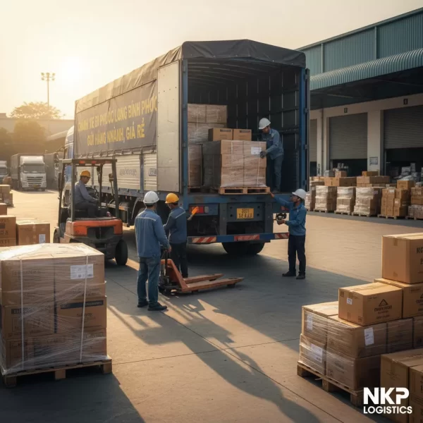 2.  Bốc xếp hàng hóa lên xe tải