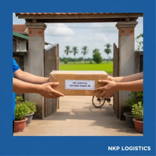 2. Bàn tay trao gói hàng trước cửa nhà ở Long An
