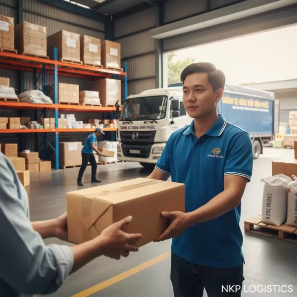 2. Gói hàng được giao tay với vệt mờ chuyển động