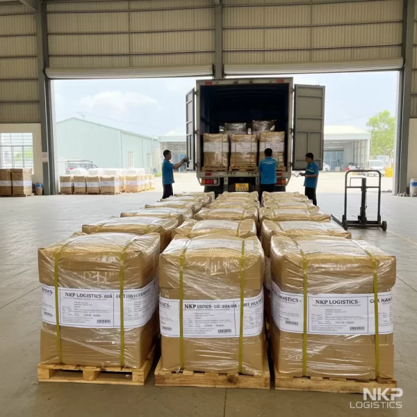 4. Các kiện hàng được dán nhãn cẩn thận chờ vận chuyển