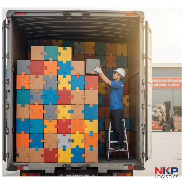 2. Các kiện hàng được xếp ngay ngắn như trò chơi Tetris.