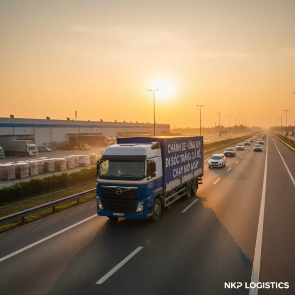 1. Xe tải Bắc Nam lăn bánh lúc bình minh.