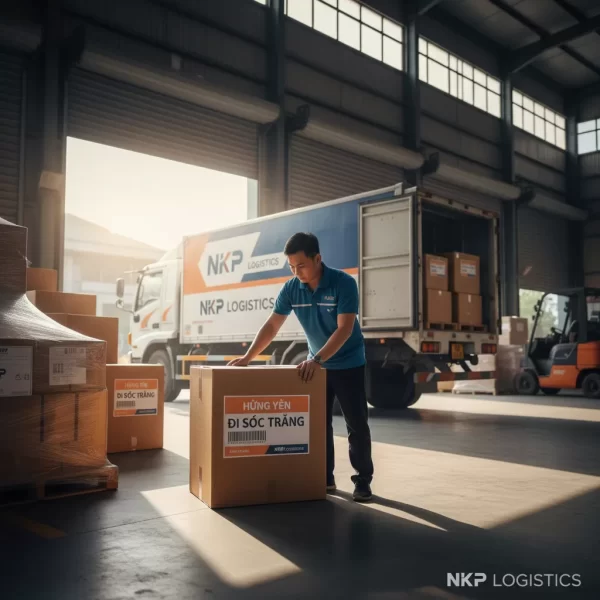 2. Kiện hàng Hưng Yên dán tem đi Sóc Trăng.