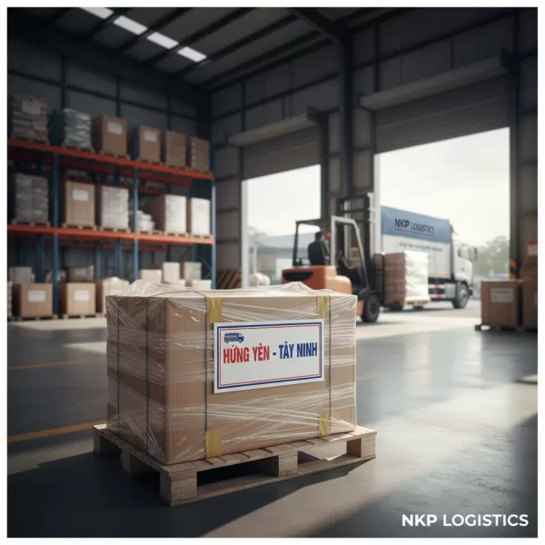 4. Thùng hàng được đóng gói cẩn thận với tem "Hưng Yên - Tây Ninh".