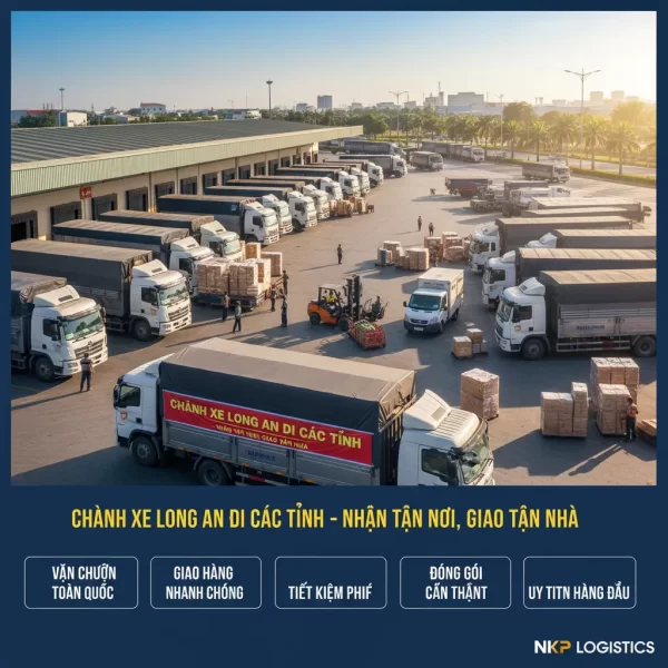 Dựa trên tiêu đề "Chành Xe Long An Đi Các Tỉnh – Nhận Tận Nơi, Giao Tận Nhà", đây là 5 từ khóa ảnh độc đáo: