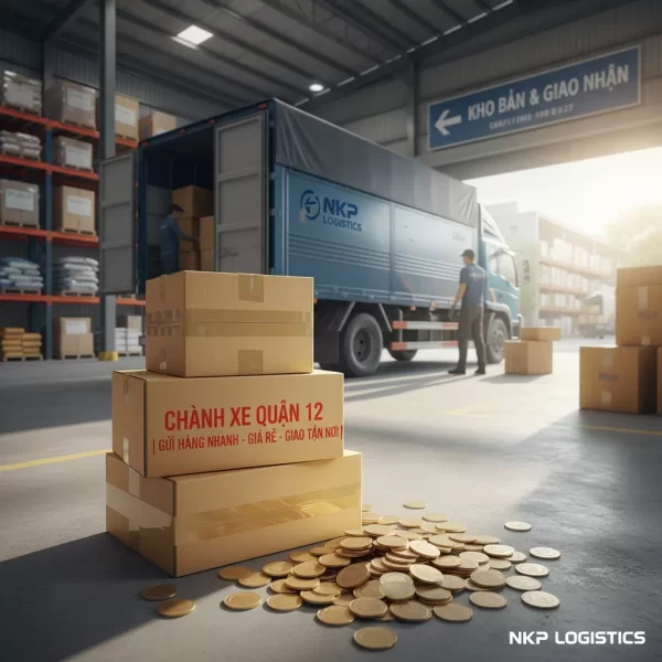 3. Kiện hàng xếp chồng bên cạnh đồng xu