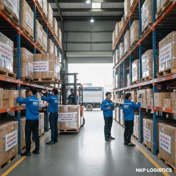 4. Nhân viên sắp xếp hàng hóa khoa học trong kho