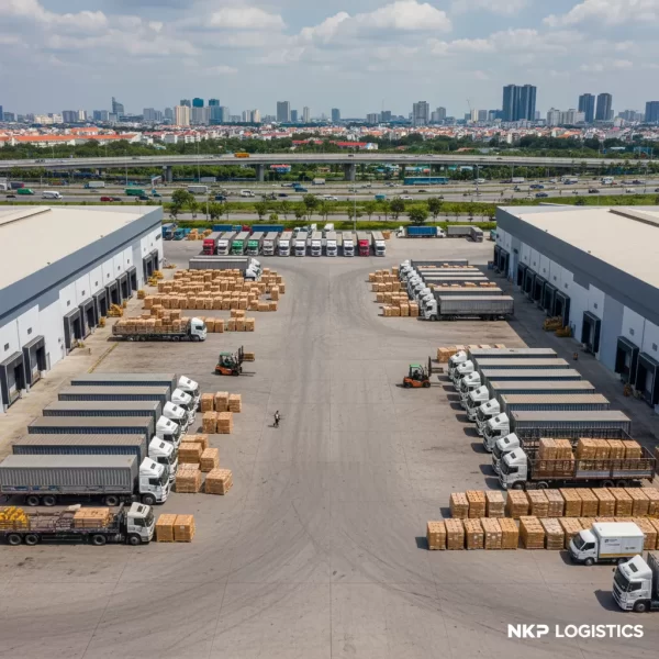 3. Toàn cảnh bãi xe tập kết hàng hóa Sài Gòn-Long Thành.