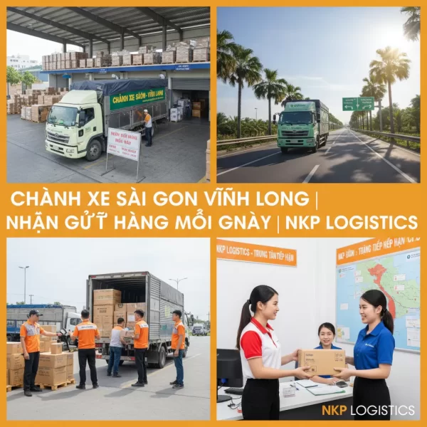 Dựa trên tiêu đề "Chành Xe Sài Gòn Vĩnh Long | Nhận Gửi Hàng Mỗi Ngày | NKP Logistics", đây là 4 từ khóa ảnh độc đáo: