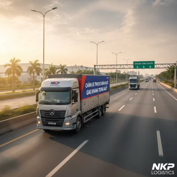 1. Xe tải lướt trên cao tốc Sài Gòn - Bình Phước