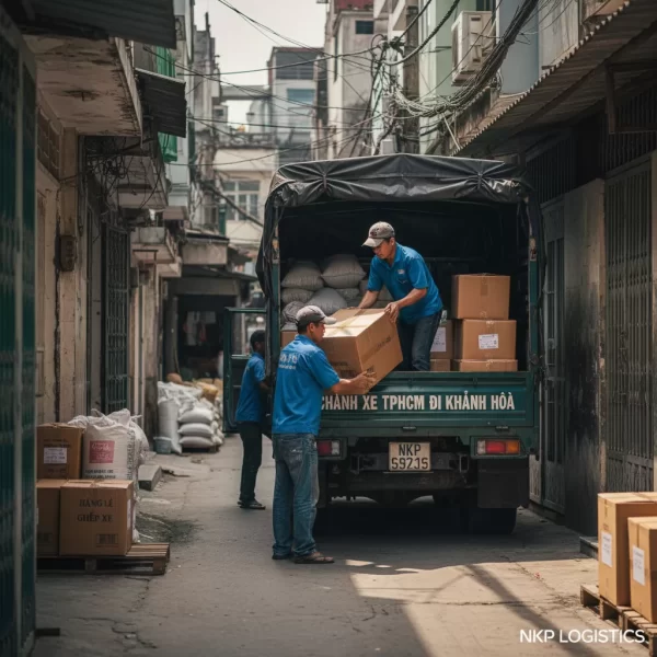 4. Tài xế nhận hàng từ một con hẻm nhỏ ở TPHCM.