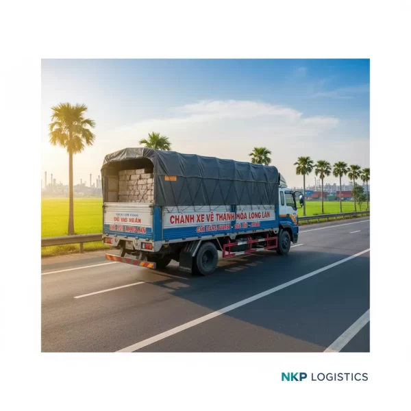 1. Xe tải lăn bánh trên quốc lộ về Long An