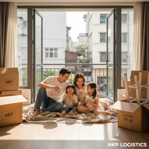 4. Gia đình thư giãn trong ngày chuyển nhà
