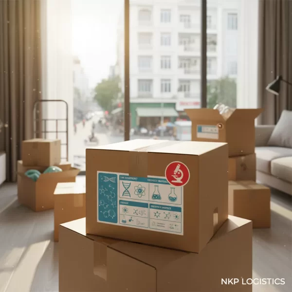 4. Thùng carton dán nhãn khoa học