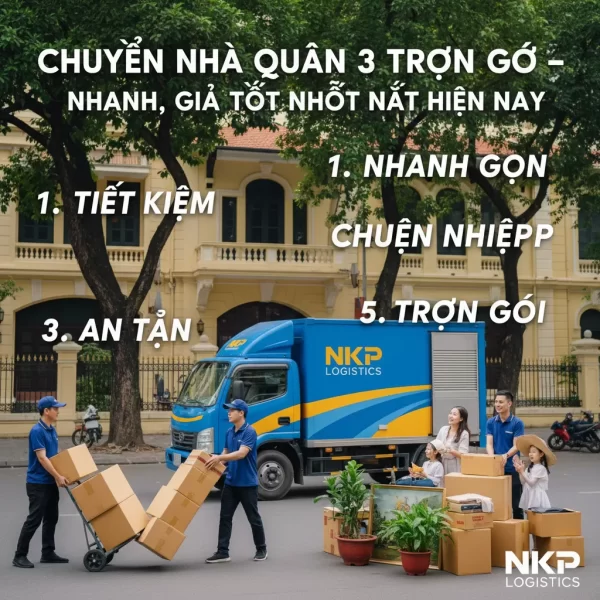Dựa trên tiêu đề "Chuyển Nhà Quận 3 Trọn Gói – Nhanh, Gọn, Giá Tốt Nhất Hiện Nay", đây là 5 từ khóa ảnh độc đáo: