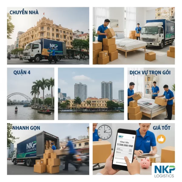 Dựa trên tiêu đề 'Chuyển Nhà Quận 4 – Dịch Vụ Trọn Gói, Nhanh Gọn, Giá Tốt', đây là 6 từ khóa ảnh độc đáo: