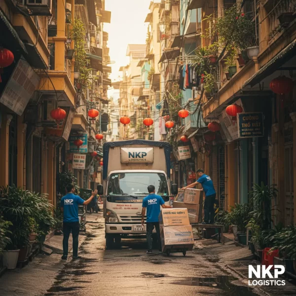 2. Xe tải trên con hẻm đặc trưng Quận 5