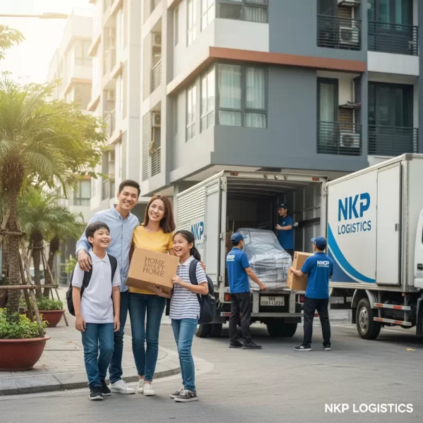 2. Gia đình an tâm trong ngày chuyển nhà