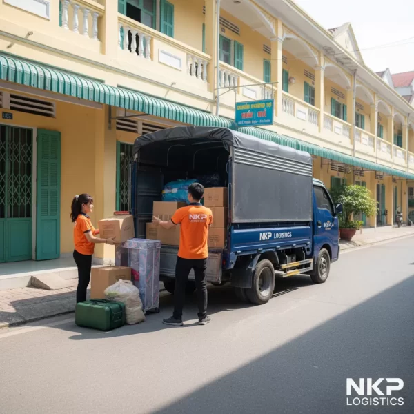 3.  Xe tải nhỏ sắp xếp đồ đạc gọn gàng