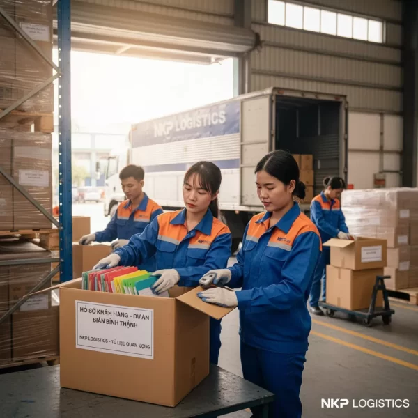 3. Phân loại hồ sơ vào thùng dán nhãn