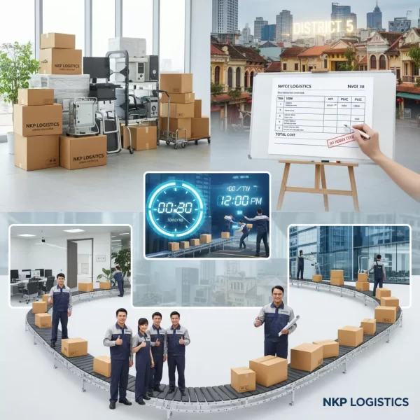 Dựa trên tiêu đề "Chuyển Văn Phòng Quận 5 Trọn Gói – Báo Giá Minh Bạch, Phục Vụ 24/7", đây là 6 từ khóa ảnh độc đáo và gợi hình: