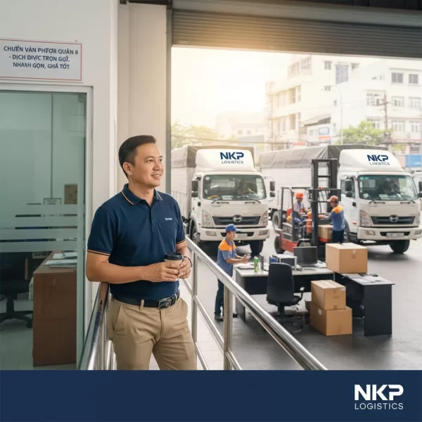 1. Giám đốc thảnh thơi giám sát quá trình chuyển văn phòng.