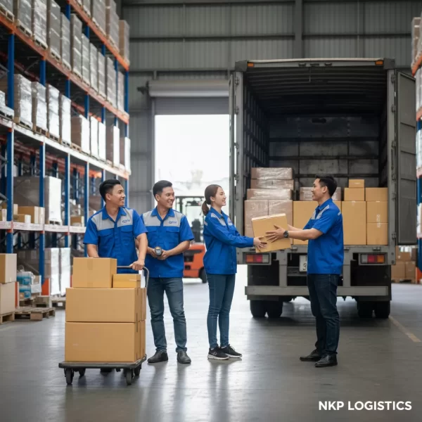 4. Nhóm công nhân vui vẻ hợp tác trong nhà xưởng.