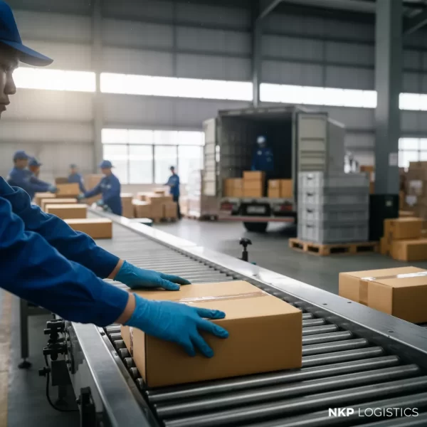 2. Bàn tay công nhân trên dây chuyền