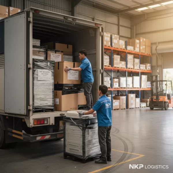 2. Thiết bị văn phòng (máy tính, máy in) được bọc lót cẩn thận.