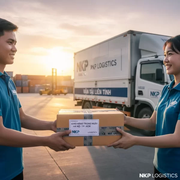 3. Bàn tay nhân viên trao gói hàng nguyên vẹn cho khách lúc hoàng hôn.