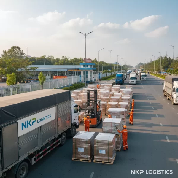 2. Bốc xếp hàng hóa tại cổng KCN Đức Hòa