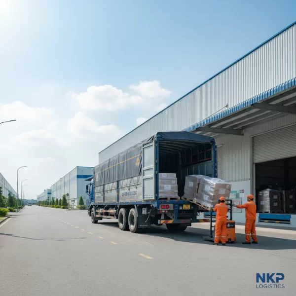 3. Xe tải đậu sẵn trong KCN Long Hậu