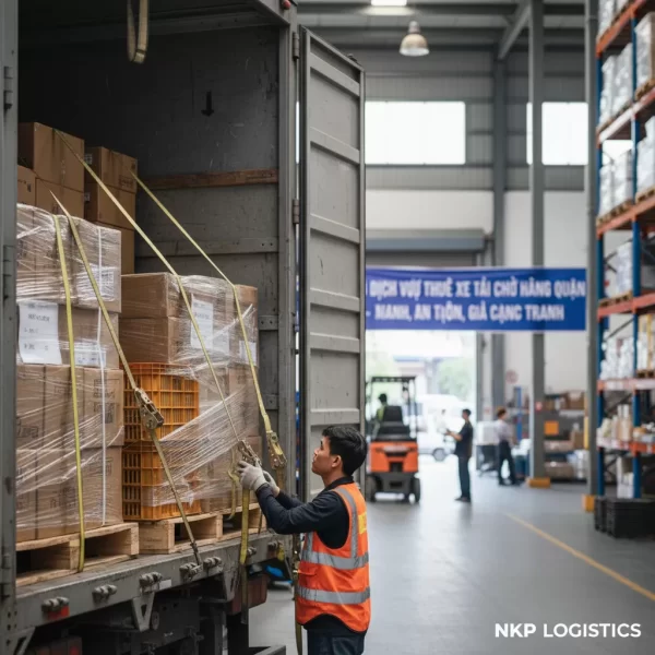 4. Hàng hóa được chằng buộc an toàn trong thùng xe