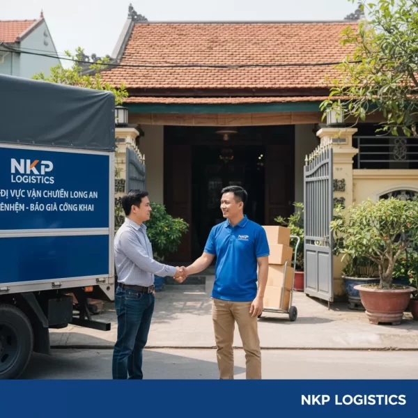 4. Cái bắt tay hợp tác giữa nhân viên và khách hàng trước cửa nhà.