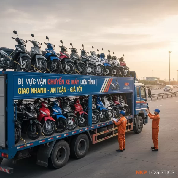 2. Dàn xe máy trên xe tải chuyên dụng