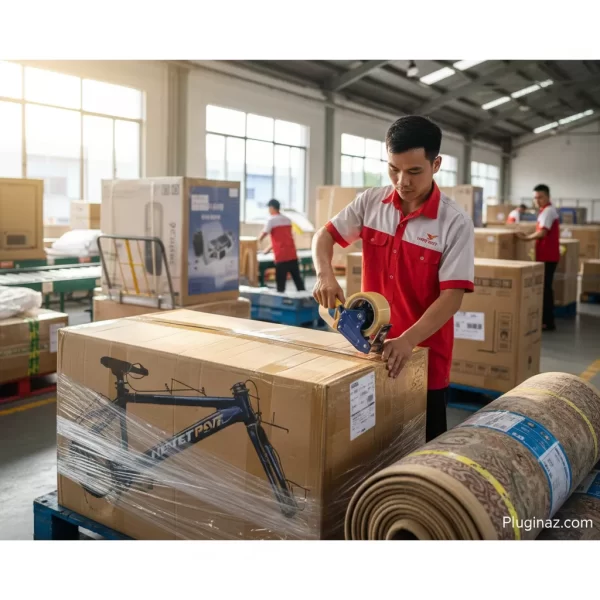 Thao tác niêm phong hàng cồng kềnh tại bưu cục