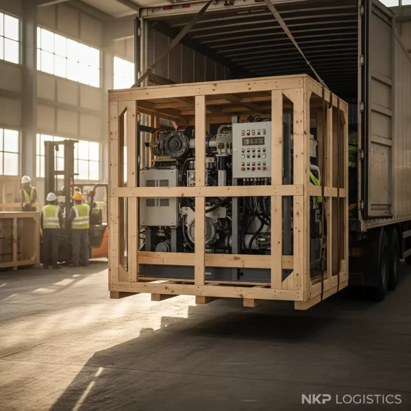 3. Thùng gỗ ốp sát máy móc