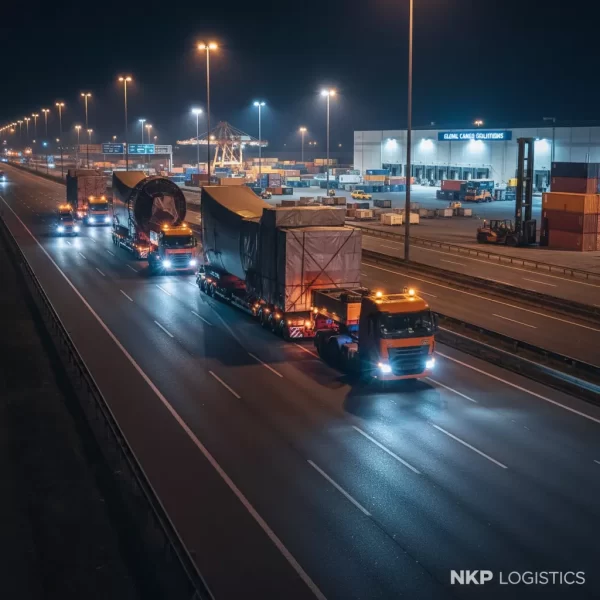 1.  Đoàn xe siêu trọng di chuyển trong đêm