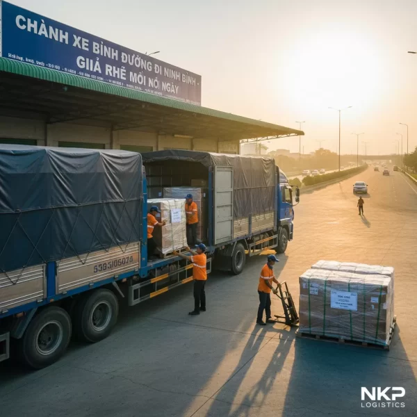 2.  Chành xe bốc hàng lúc bình minh