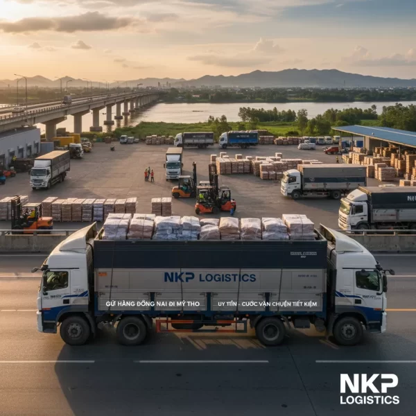 1. Xe tải giao hàng qua cầu Rạch Miễu